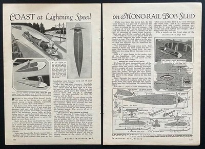 Skeleton Bob Sled 1933 HowTo Plans *Coast at Lightning Speed on Monorail BobSled
