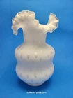 Fenton Satin Glass Ruffled Top Raindrop Vase - Victorian