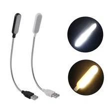 2x USB Laptop Computer PC Reading Lights Metal Flexible Bendable White/Black