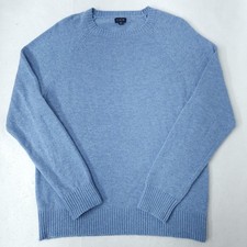 J Crew Lambs Wool Blend Knit Sweater Crewneck Light Blue Mens Size M Casual
