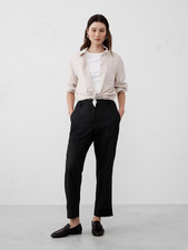 Banana Republic sz SMALL TAPERED LINEN-BLEND PULL-ON PANT Black 706574 NEW