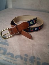 LEATHER MAN LTD Mens Size 40 Code Flag Belt Brass Buckle Made In USA