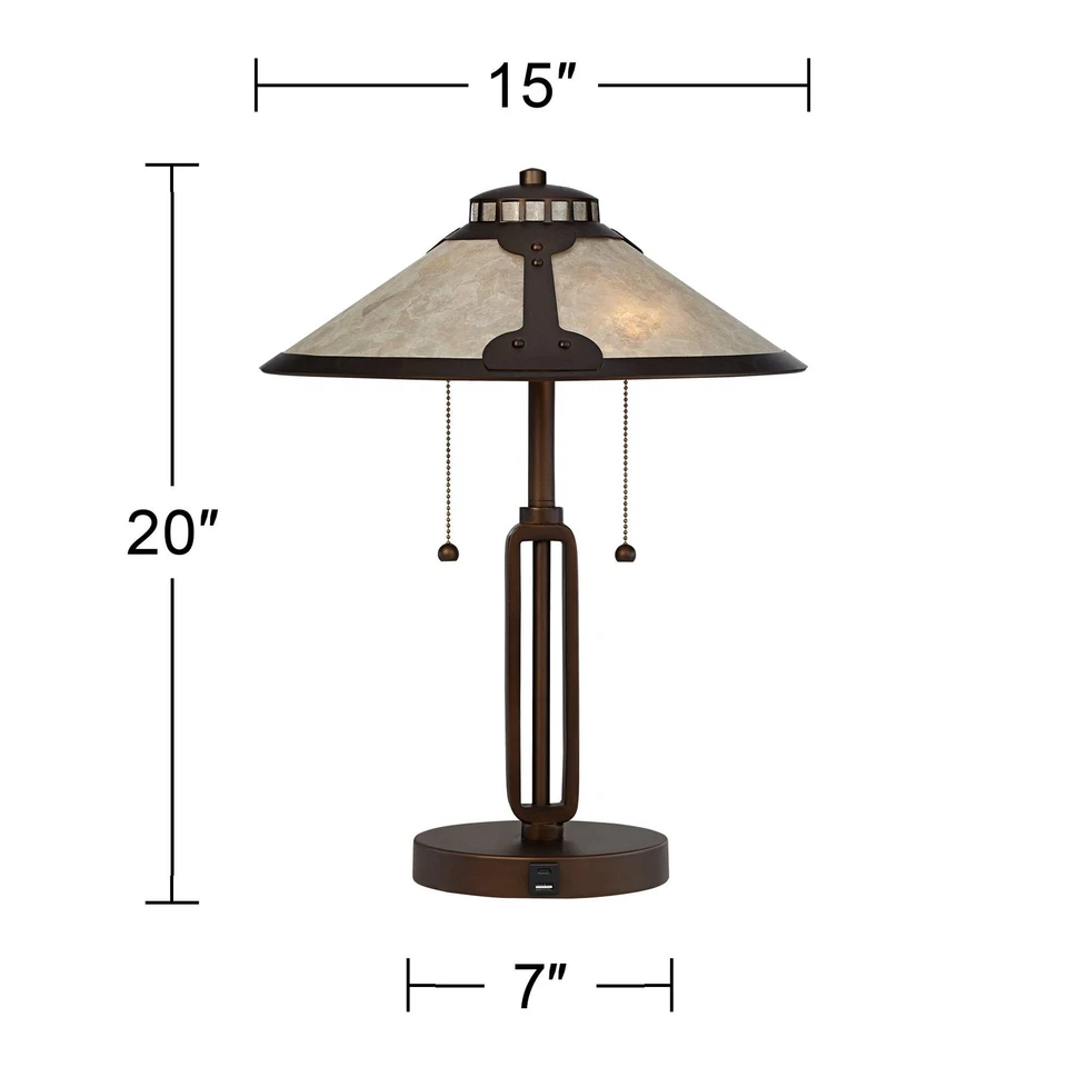 Lámpara de Escritorio Samuel Rústica 20" Alto Bronce Frotado con Puerto USB para Dormitorio Cabecera Foto 4 de 4