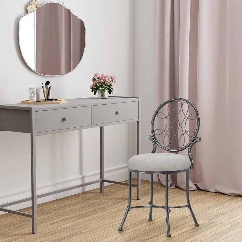 Taburete tocador de metal celta asiento acolchado estilo tradicional diseño compacto Foto 3 de 4