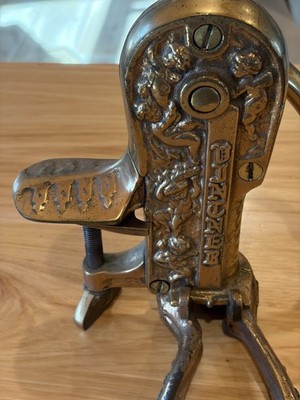 Vintage Wine Bottle Opener, Vintage Vinter, Brass, table mount, Cherub Corkscrew