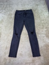 Seven7 Jeans Womens Tummyless High Rise Skinny Size 4 Black Denim Stretch C445