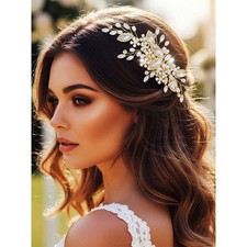 Gold Rhinestone Bridal Hair Comb Wedding Accessories Prom Pieces For Brides