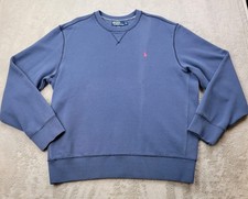 Vintage Polo Ralph Lauren Sweatshirt Mens XL Blue Crewneck V Insert Pullover