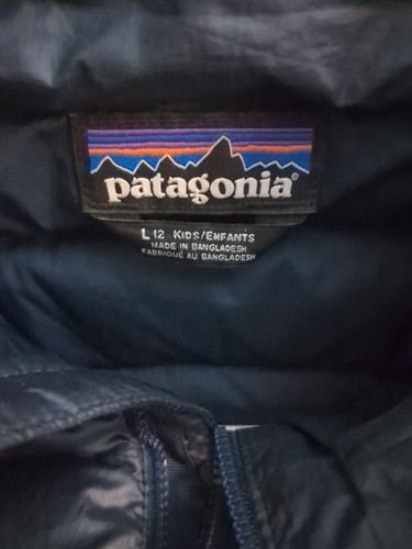 Patagonia Down Puffer Jacket Girls L 12 Full Zip Youth Kids Ski Dark Blue - Picture 4 of 10
