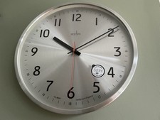 Acctim “Klar” 40cm Wall Clock, Non-Ticking, Brushed Metal, Silver - NEW RRP £60