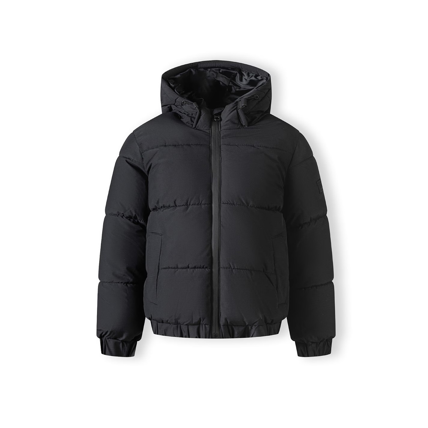 Minoti Kids Ripstop Jacket Outerwear High Collar Elastic Cuffs Black Long Sleeve