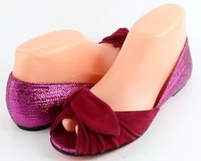 $160 BETSEY JOHNSON SAL Fuchsia Designer Fashion Comfort Open Toe Ballet Flats 6