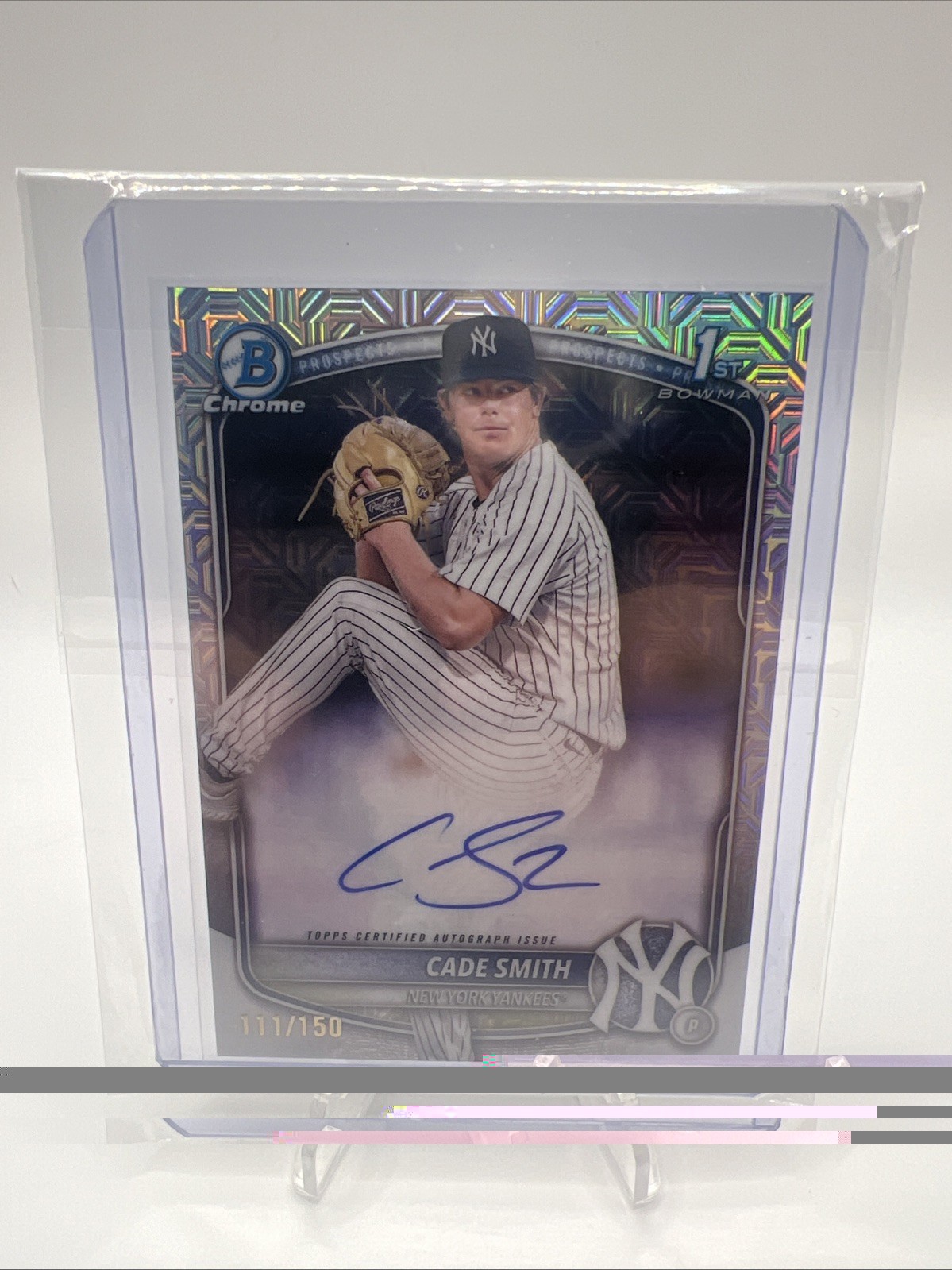 Cade Smith 2025 1st Bowman Chrome HTA Choice Auto 111/150 Yankees Prospect Auto