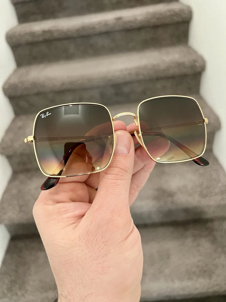 NEW Ray-Ban Square 1971 Sunglasses Gold Frame with Gradient Brown Lenses 54-19 - Image 2 of 4