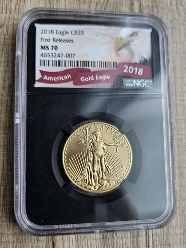 2018 $25 GOLD AMERICAN EAGLE NGC MS 70 FIRST RELEASES BLACK LABLE RARE