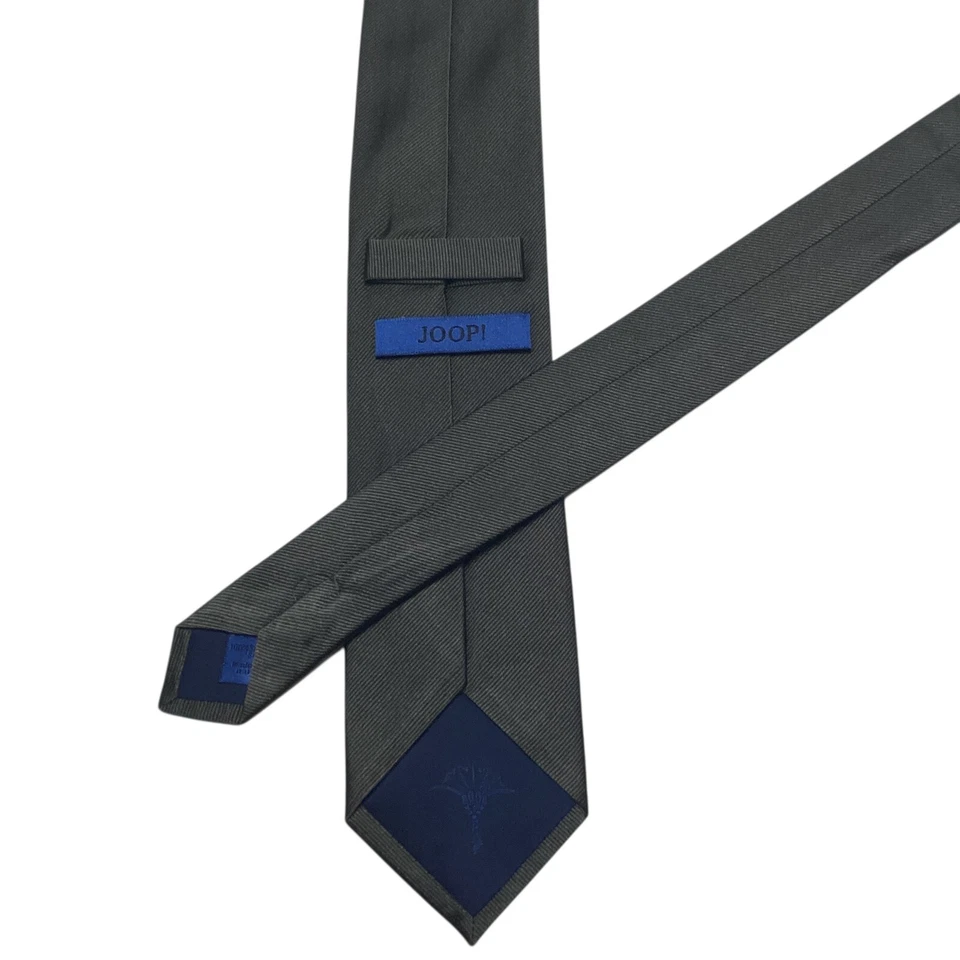 JOOP! Men's SLIM Silk Necktie Skinny ITALY Designer STRIPED Solid Army Green EUC - Image 3 of 3