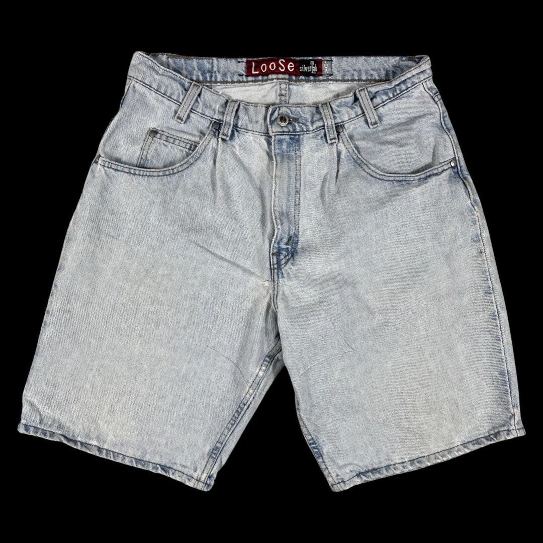 Mens silver jean best sale shorts