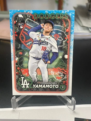 2024 Topps Holiday Lights Necklace SP Yoshinobu Yamamoto Dodgers - Picture 1 of 2