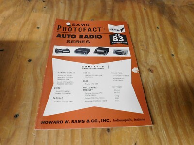 Sams Photofact Auto Radio Series Service Repair Manual Guide Schematic # 83