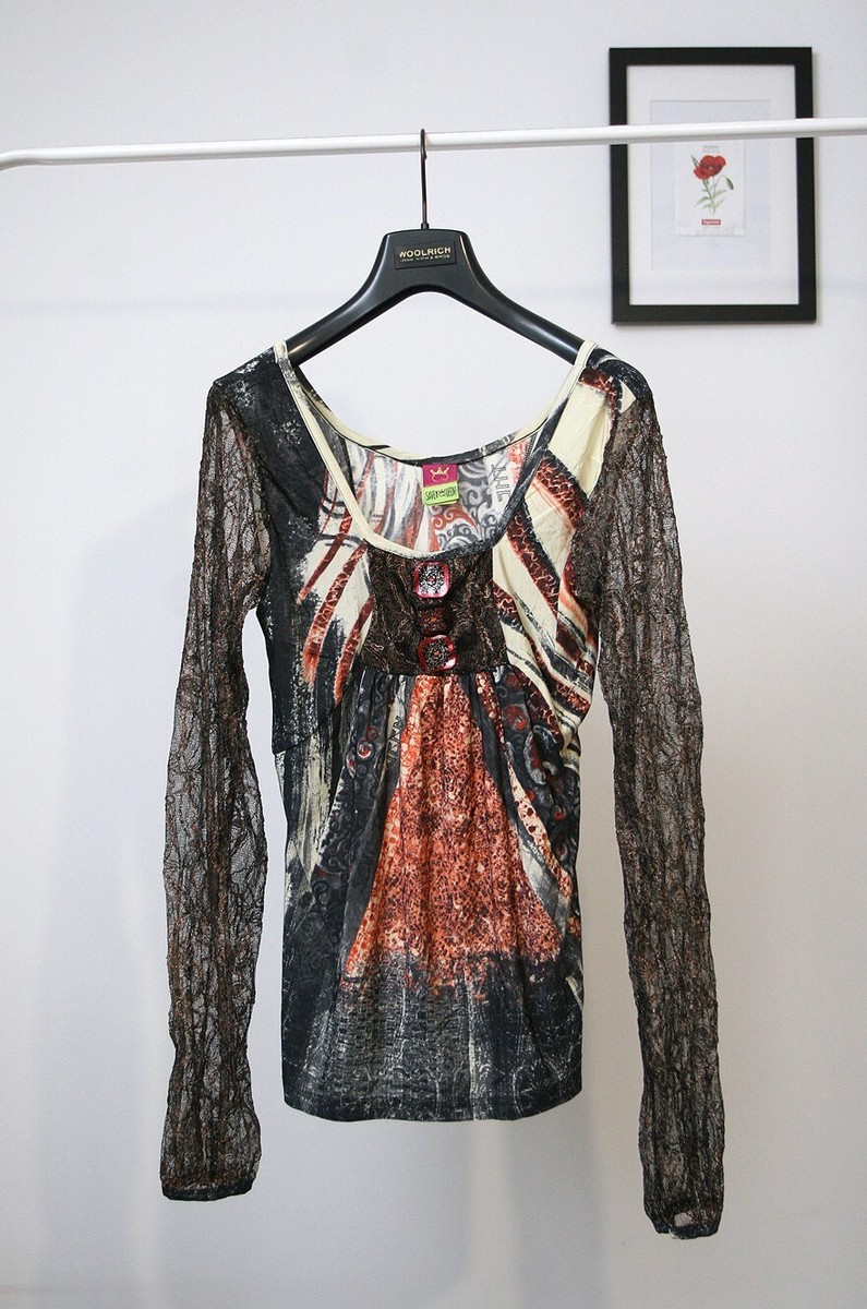 Save the Queen Vintage Mesh Top Blouse Fairy Abstract