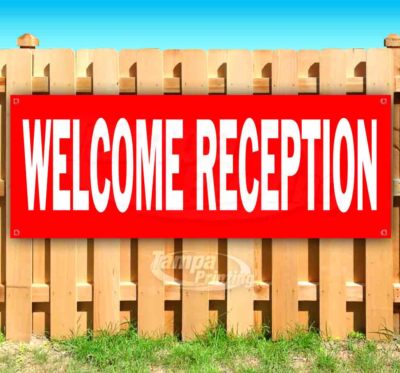 WELCOME RECEPTION RED2 Advertising Vinyl Banner Flag Sign Many Sizes DIRECTIONAL