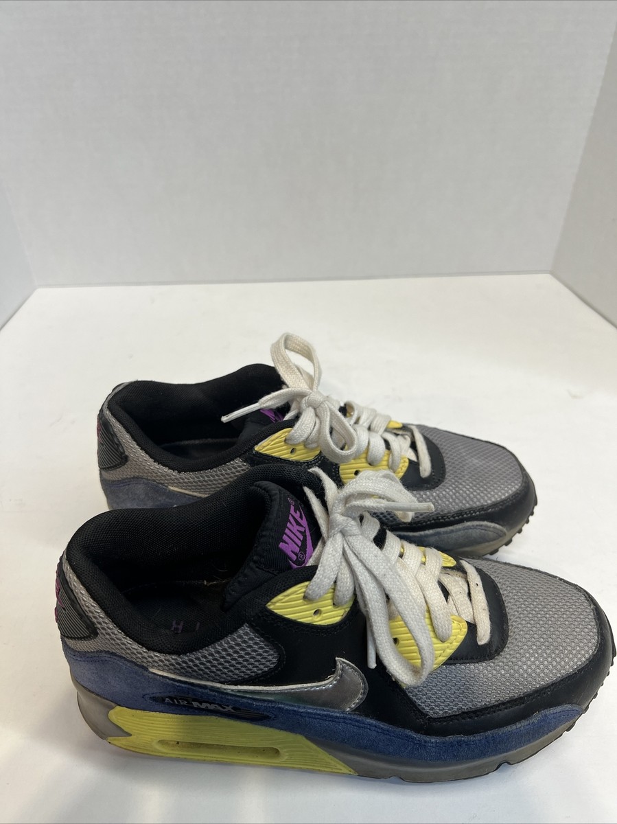 Size 7 Nike Air Max 90 Grey Black Blue Volt 325213-025 | eBay