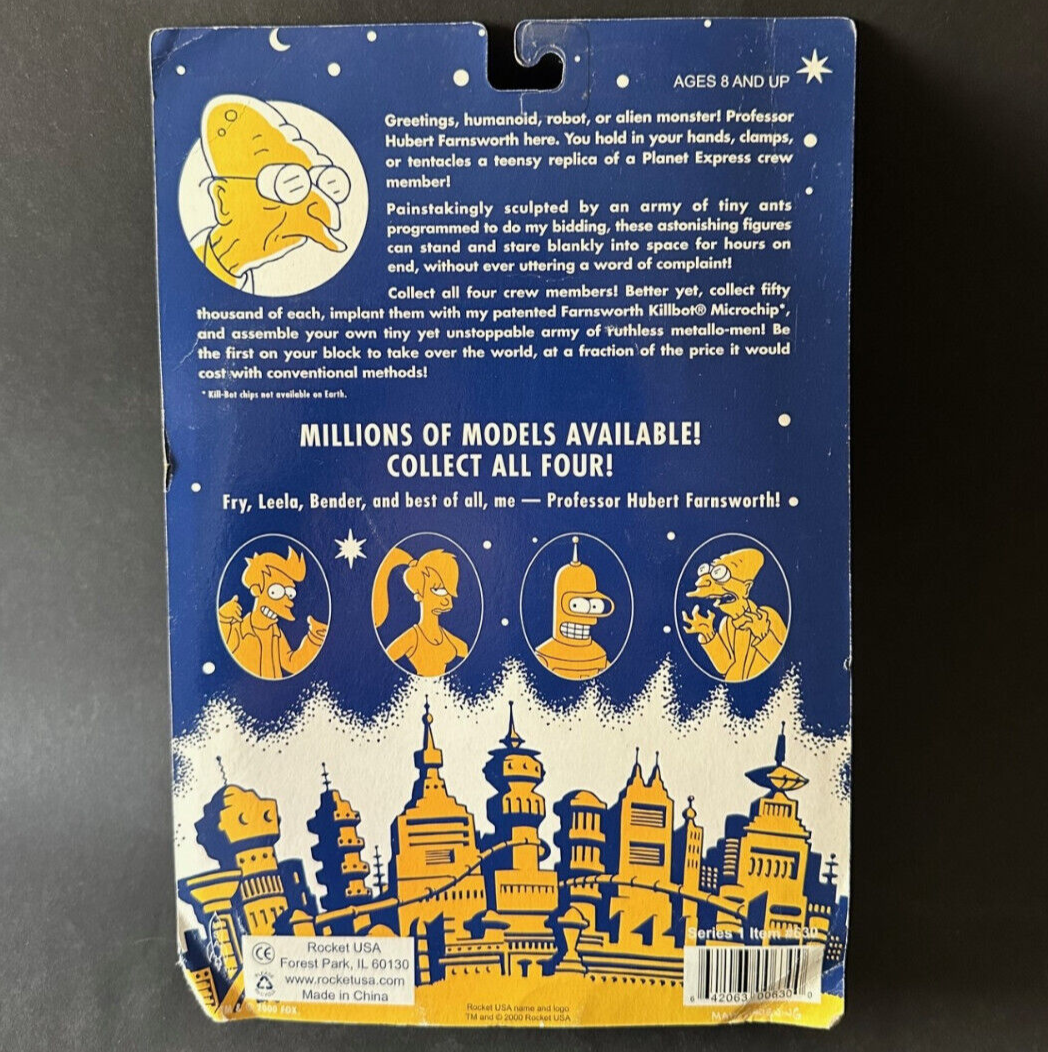 Futurama - 4 Figurines Métal Die-Cast Rocket USA : Bender, Fry, Leela, Farnsworth