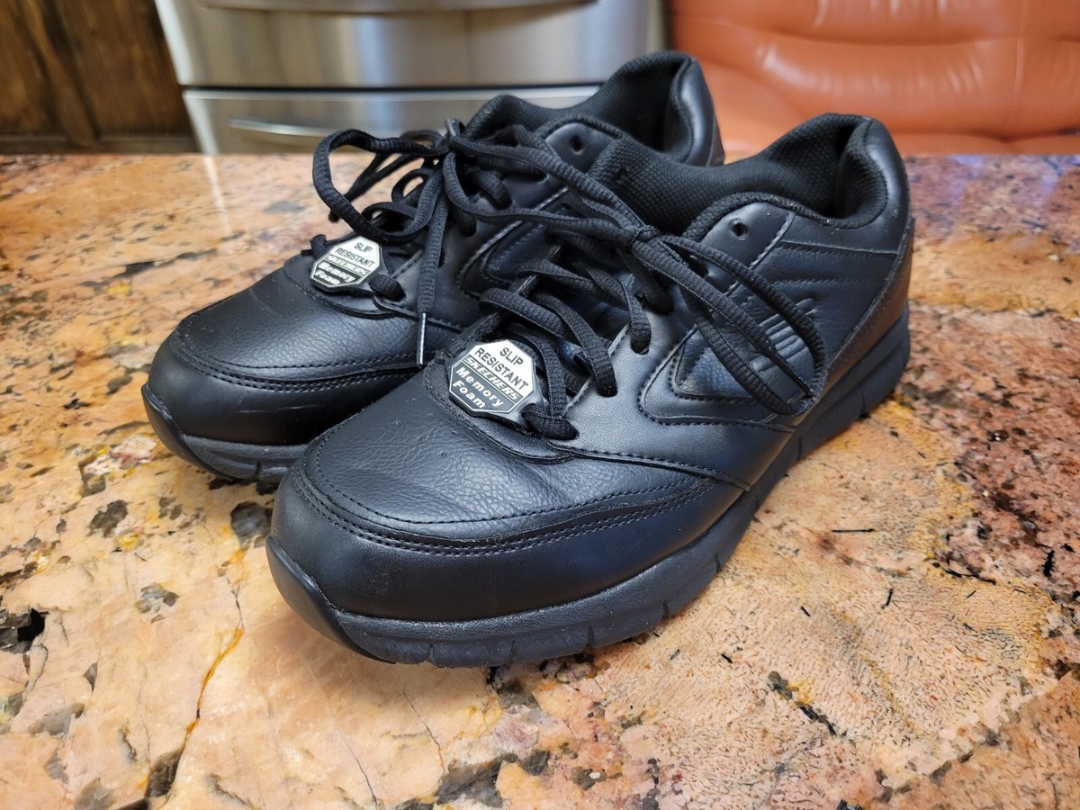 shin Skechers Work Slip Resistant 77235 Black Running Shoes Sneakers