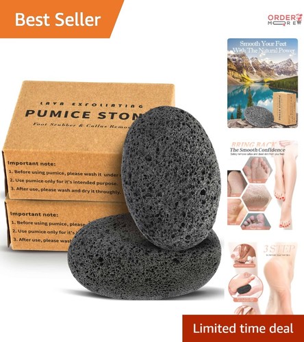 Pumice Stone Exfoliator 2 Count - Natural Foot Scrubber for Pedicure Care