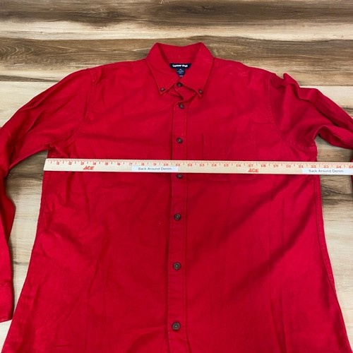 Lands End Flannel Shirt Mens Medium Red Chamois Button Down Long Sleeve Cotton - Picture 7 of 9