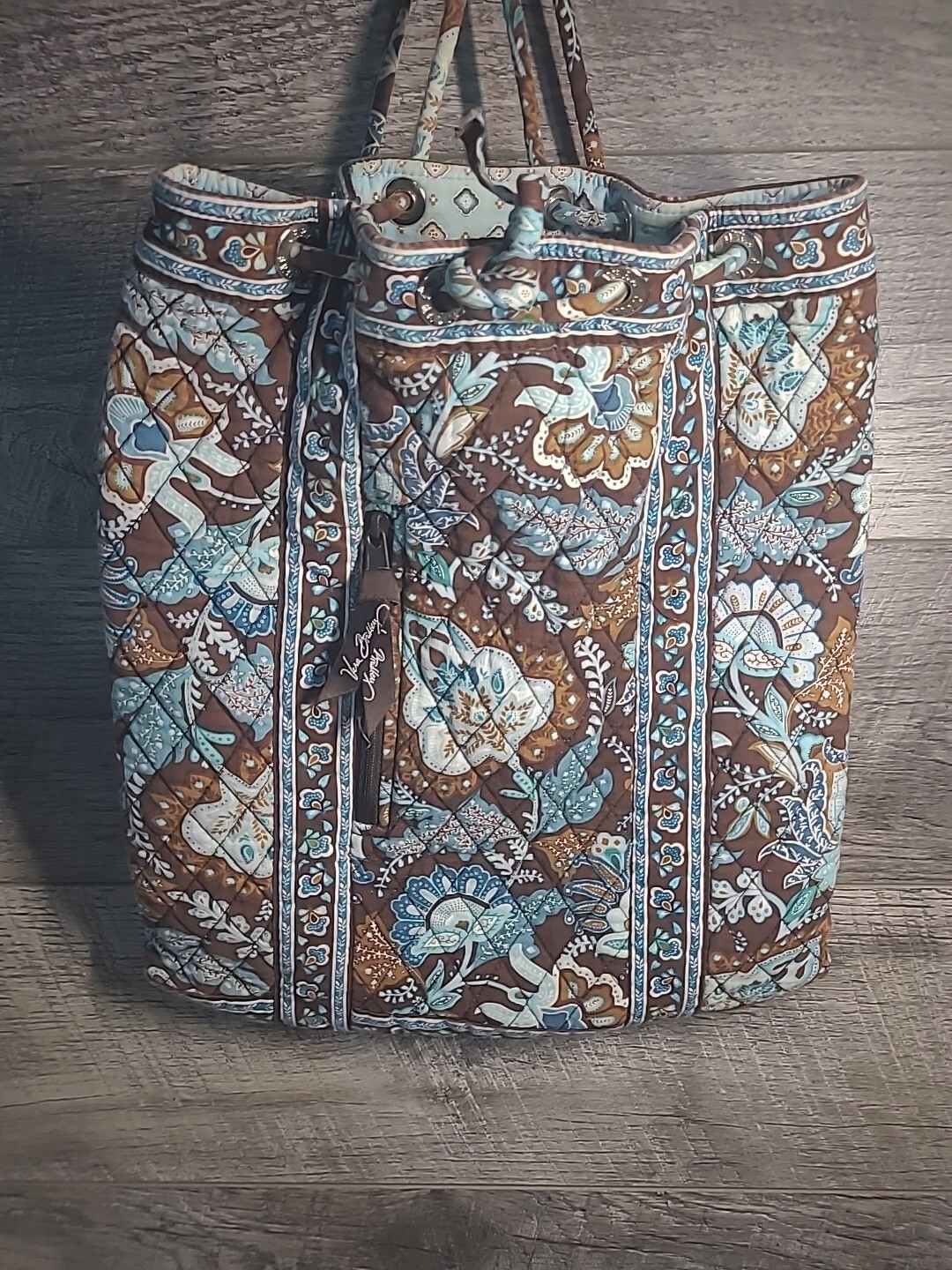 Vera Bradley Java Blue String Backpack Blue and B… - image 2