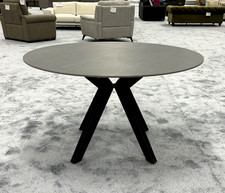 ‘Kore’ Grey Sintered Stone Round Dining Table BRAND NEW