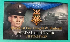 SIGNED DWIGHT W. BIRDWELL BUSINESS CARD - MEDAL OF HONOR - VIETNAM - MOH