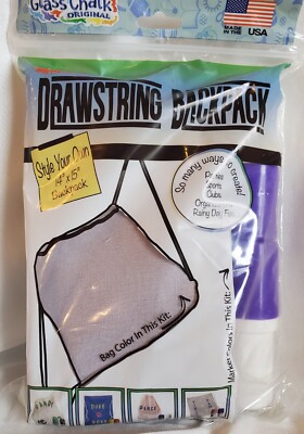 Glass Chalk Grey Drawstring Backpack Make Your Own 14'' X 15'' Craft Kit DIY Paint
