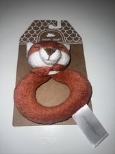 Angel Dear Baby 5" Fox Plush Rattle Ring Lovey Stuffed Brown Toy New
