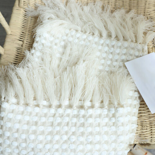 Tassel Knitted Blanket Chenille Shawl Fringe Throw Bed Sofa Couch Cover Solid - Picture 3 of 4