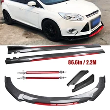 For Ford Focus RS SE ST Front Bumper Lip Spoiler Side Skirt Carbon Fiber