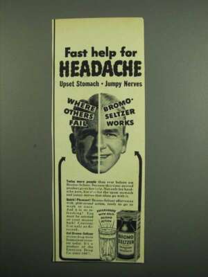 1950 Bromo-Seltzer Medicine Ad - Help Headache
