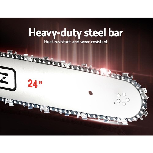 Giantz 62cc Chainsaw Petrol Commercial 24" Bar E-Start Tree Chain Saw 5.2HP - Picture 4 of 7