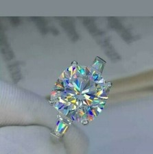 4.10 Ct Cushion Cut Lab-Created White Diamond Wedding Ring 925 Sterling Silver