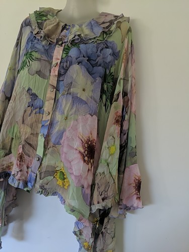 Trelise Cooper BOP FRILL YOU DROP Top Floral Button Up Blouse Ruffles Small - Picture 9 of 15