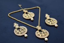 Gold Plated Latest Stylish Fancy small Traditional Pearl Necklace Jewellery Set