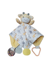 Giraffe Snuggle Teether Rattle 12 Security Blanket Lovey Baby Kiss Yellow White