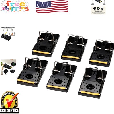 Durable Plastic Snap Traps with Stainless Steel Arm - Mice/Rat Control (6 Pack)