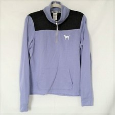 Pink Victoria Secret Womens Lavender Kangaroo Pocket 1/4 Zip Sweatshirt Size S