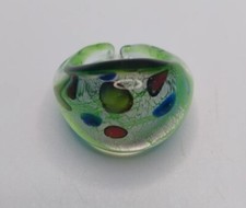Vintage MCM Murano Style Glass Ring Sz 8 Foil Back Green Red Blue Yellow 1970s