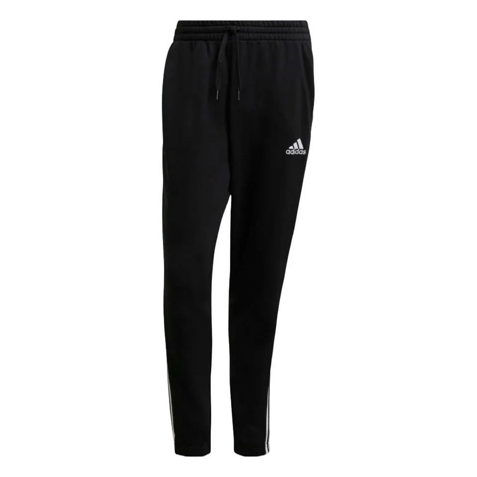 Pantalones de gimnasio Adidas para hombre de felpa francesa puño cónico esenciales 3 bandas