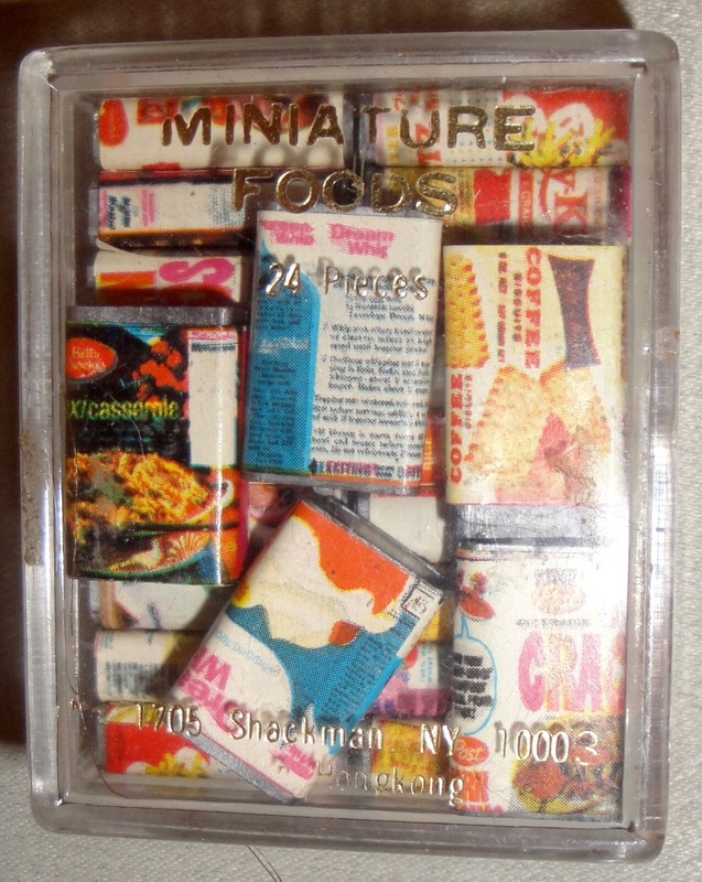 Shackman Miniature Plastic Food Boxes (23) for Dollhouse, 1960s Hong Kong