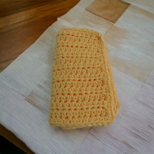 Handmade Crochet Dishcloth Set of 3 Cotton Yarn Yellow - Picture 4 of 4