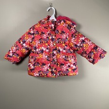 Carter s Baby Pink Floral Hooded Puffer Jacket With Fleece Lining Size 12 Months